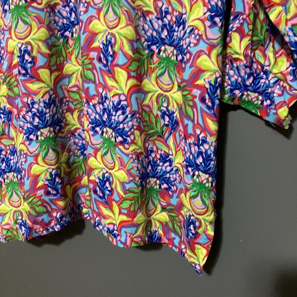 Haley and the Hound Women M Top Shirt Multicolored Floral Tropical Blouse Tunic - Picture 4 of 7
